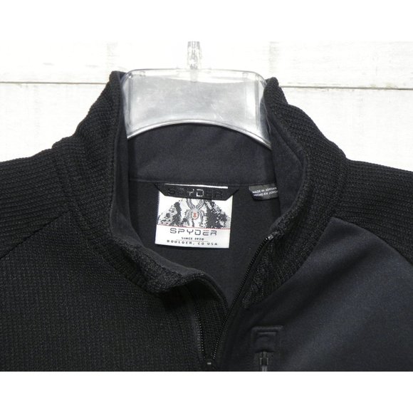 Spyder Mens Half Zip Fleece Lined Knit Sweater / Pullover • Black • Sz M • NWT - Picture 3 of 12